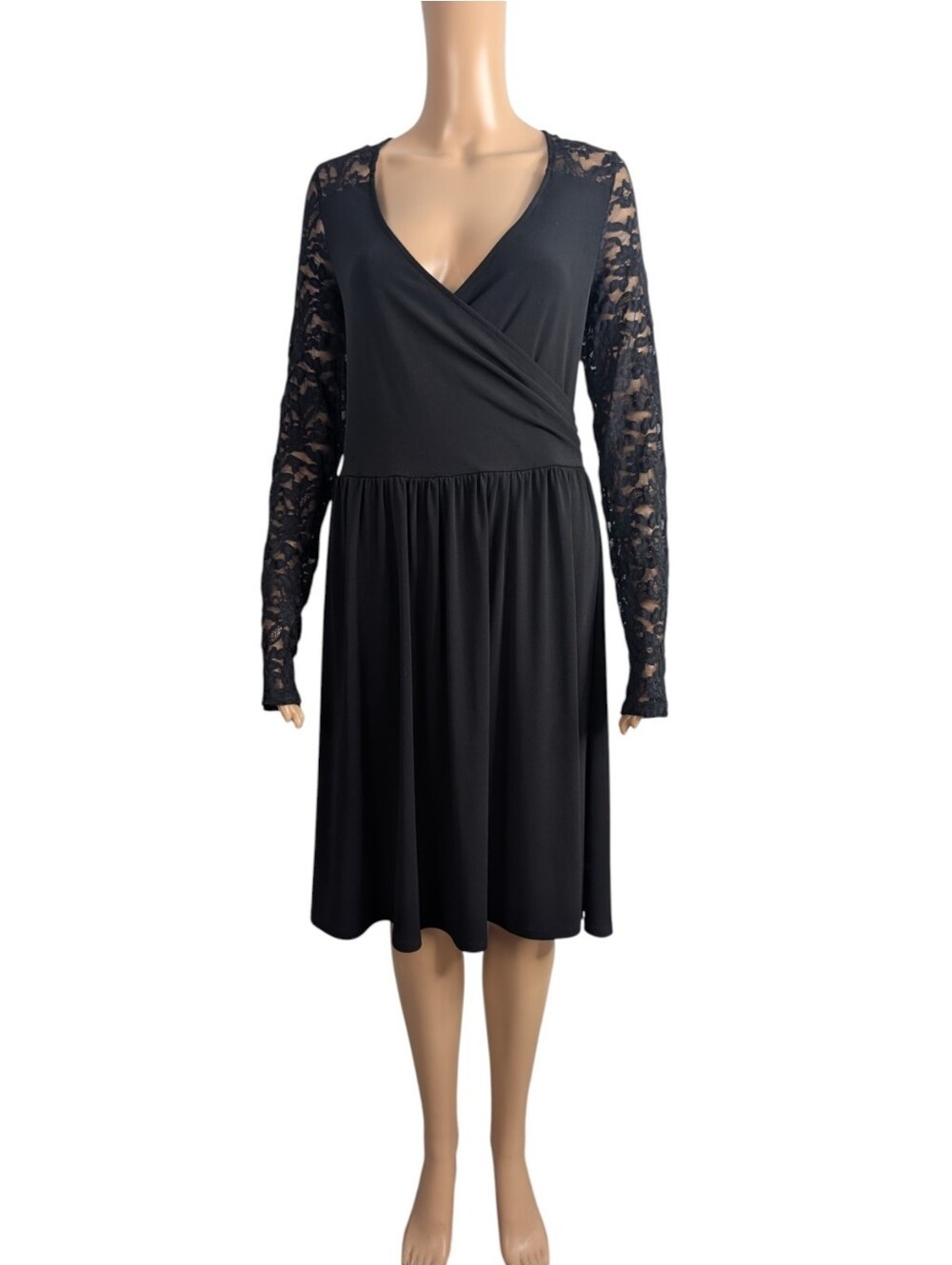 Moda International Black Lace Back Dress L